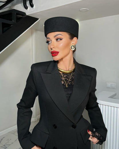 Vintage Hard Top Flat Fedoras Hats Women 100% Wool Felt Berets Hat Wedding Fascinator Caps Wedding Cocktail Party Pillbox Hat