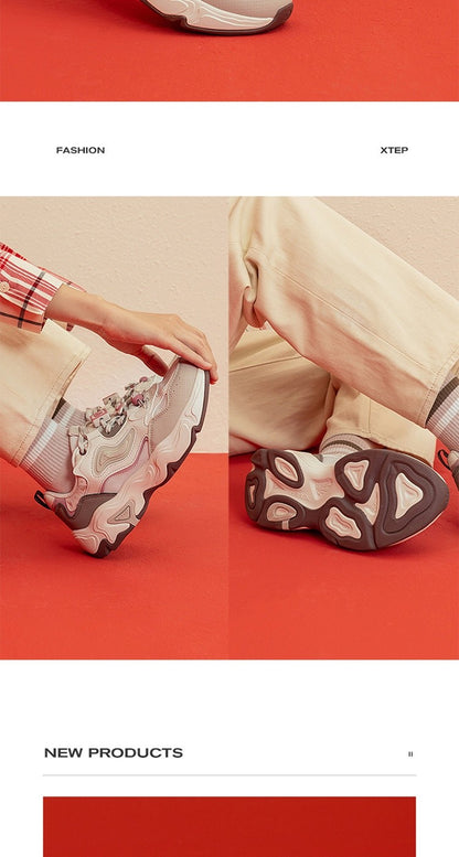 Xtep Star Trails 2.0 Women's Low Top Casual Shoes 2025 Spring Breathable Non-slip Thick Sole Leisure Sports Shoes 975118320005