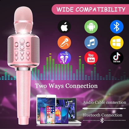 Microfone de Karaokê Sem Fio Bluetooth Portátil para Canto com Dueto/Gravação/Reprodução/Reverb Presente para Adulto/Criança para KTV em Casa