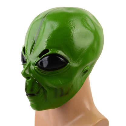 1pc Realistic Latex Green Alien Head Mask, Halloween, Christmas Holiday Decorations, Bar Shows, Rave Party Performance Costume