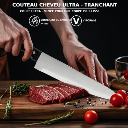 ZENG Conjunto Completo de Facas de Chef com 15 Peças, Conjunto de Facas de Cozinha de Aço Inoxidável com Tesoura, Afiador, Suporte de Madeira Maciça, Ferramenta de Culinária