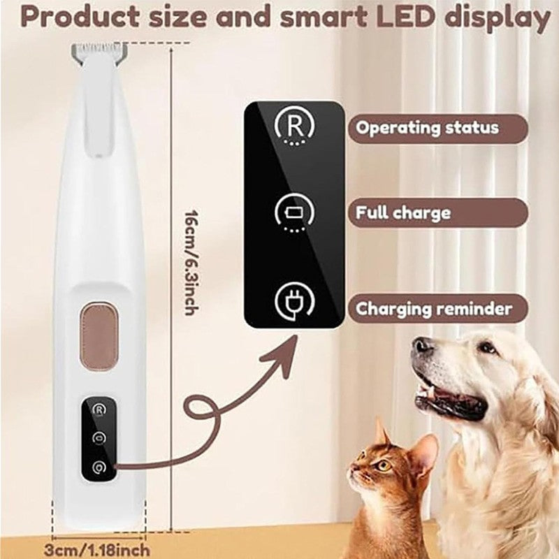Electric Paw Trimmer For Dogs & Cats Quiet Rechargeable Clipper With LED Light For Ears Face Multifunctional Pet Grooming Tool
