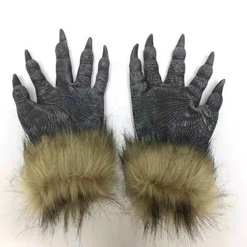 Horror Werewolf Costumes Halloween Cosplay Wolf Mask Werewolf Claws Set Gloves Terror Role Play Prank Props Creepy Wolf Headgear
