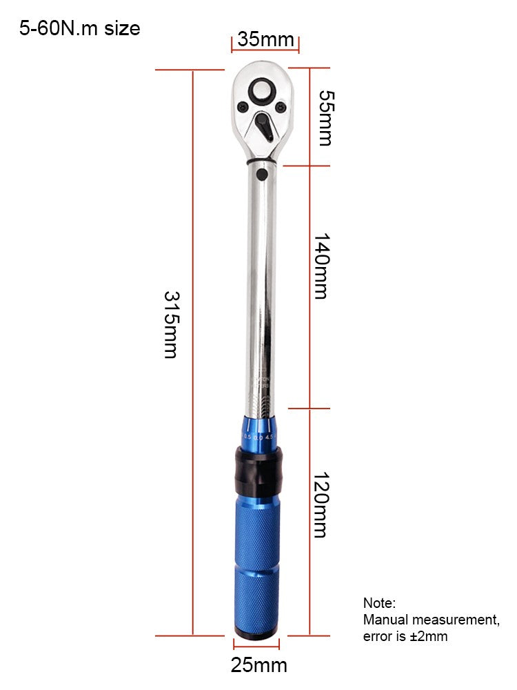 Chave de Torque de Alta Precisão 3/8" 5-60N.m com Encaixe Quadrado ±3% 1pc 3pcs 7pcs 8pcs Conjunto Ferramentas Manuais para Bicicletas Motocicletas Automóveis Faças Você Mesmo