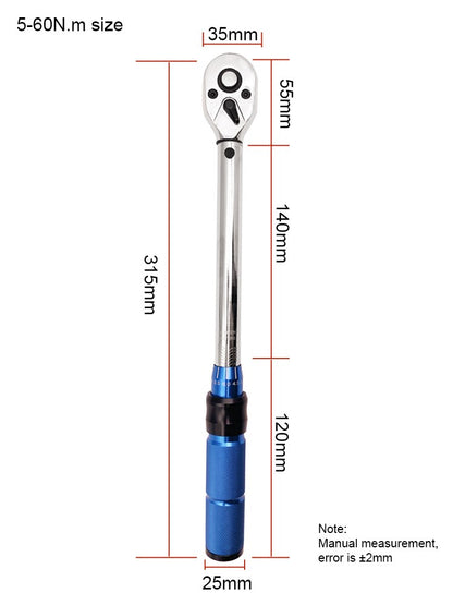 Chave de Torque de Alta Precisão 3/8" 5-60N.m com Encaixe Quadrado ±3% 1pc 3pcs 7pcs 8pcs Conjunto Ferramentas Manuais para Bicicletas Motocicletas Automóveis Faças Você Mesmo