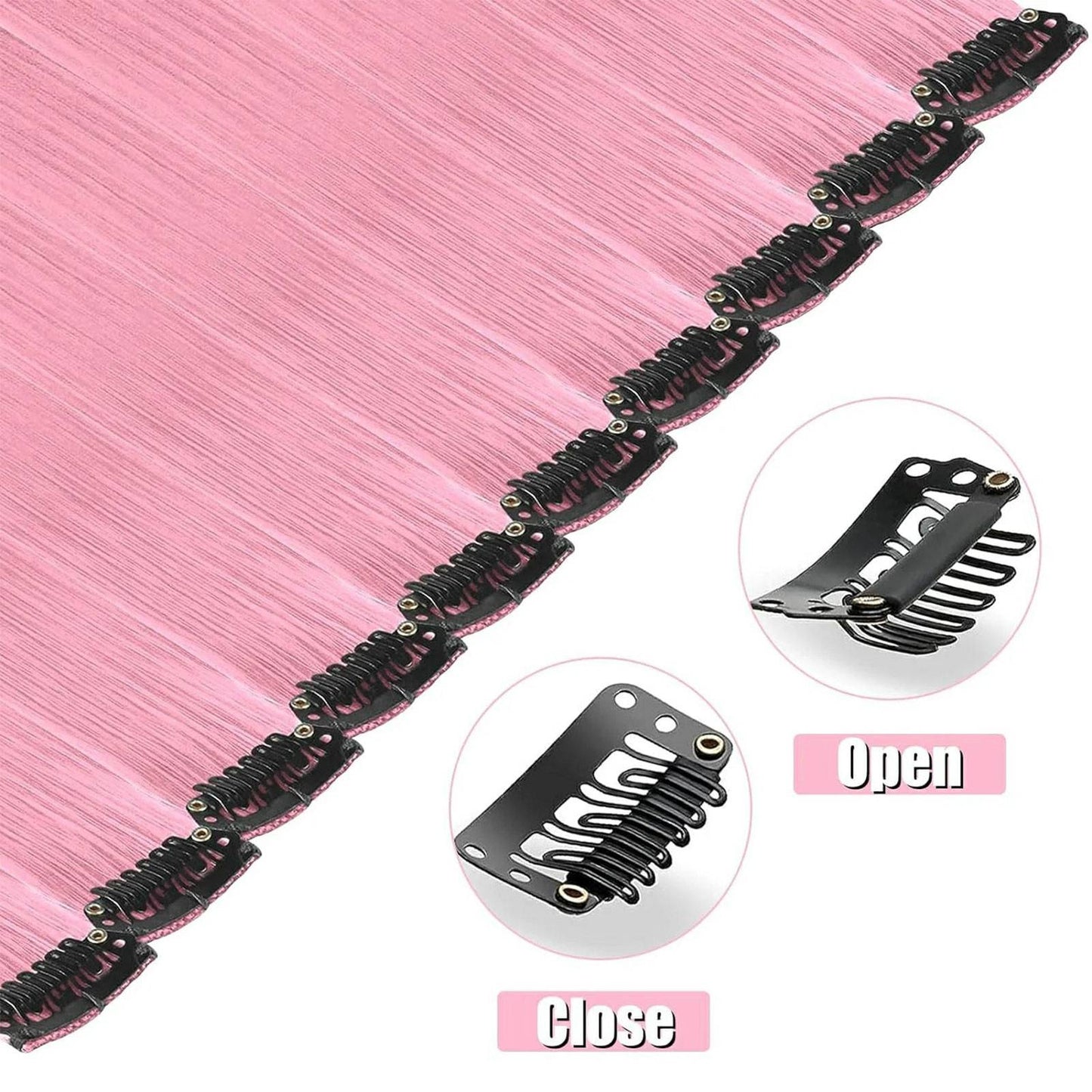 Clip in Hair Extensions Colored Party Highlights 22 inches 6pcs/pack Multi-colors Straight Hair Synthetic Hairpieces Royal Blue