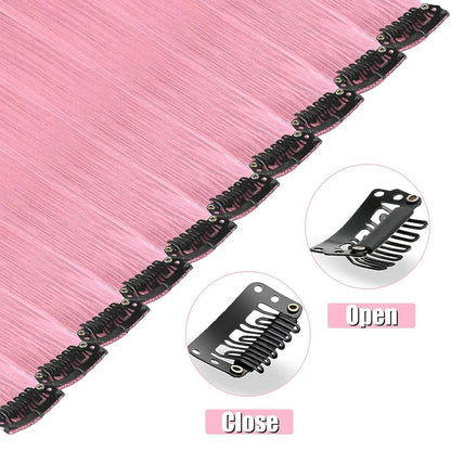 Clip in Hair Extensions Colored Party Highlights 22 inches 6pcs/pack Multi-colors Straight Hair Synthetic Hairpieces Royal Blue