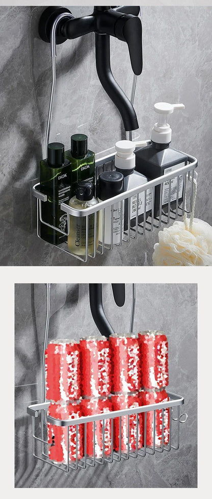 Aluminium Bathroom Shelf Without Drilling, Shower Shelf Shelves Shampoo Holder, Basket Storage Organizer Bathroom Accessories