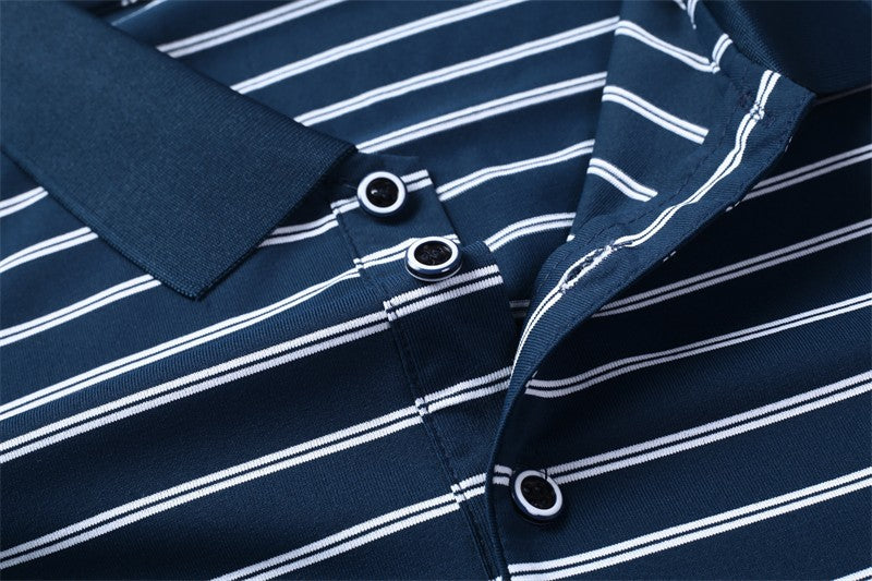Men's Casual and Fashionable Striped Short Sleeved Polo Shirt Summer Comfortable Sweat Absorbing Breathable and Versatile Top