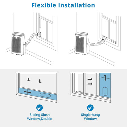 Ar Condicionado Portátil 14000BTU com Controle Remoto, 3 em 1 com Modos Seco e Ventilador para Ambientes de até 70m²