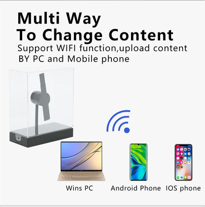 Portable Mini 3D Hologram Fan 18CM with Desktop Cover - Christmas Decoration Holographic Display, Advertising Projector for Home