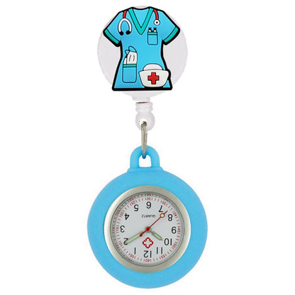 Lovely Hospital Medical Nurse Doctor Icons Cartoon FOB Pocket Watches Fashion Accessories Unisex Women Mens Clip Hang Clock Gift
