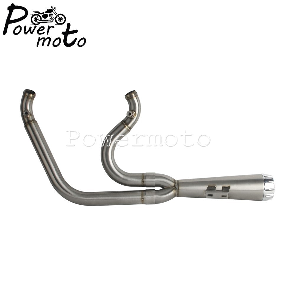 Big Bore Stepped 1 3/4" to 2" head pipe 2-into-1 Exhaust Pipe For Harley Dyna Fat Bob CVO Low Rider Street Bob Super Glide 06-17