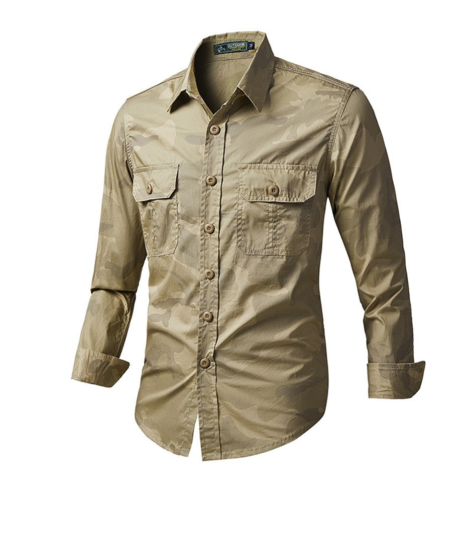 Military Camouflage Shirt Men Long Sleeve Shirts Spring Autumn Camo Cargo Shirts Male Fashion Casual Blouse