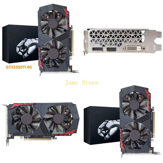 LX0B Computer Graphic Card 1050TI 4GB GDDR5 128 Bit PCIE HDMI-Compatible+DP+DVI with Twin Cooling Fan