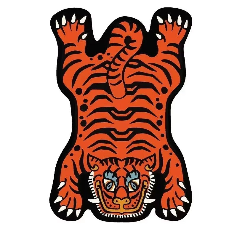VIKAMA Domineering Tiger Carpet Personality Shaped Doormat Rug For Bedroom Living Room Floor Mat Machine Washable Home Decoratio