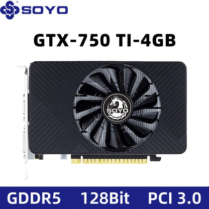 Placa Gráfica SOYO NOVA GPU NVIDIA GTX 750Ti 4G GDDR5 128Bit 28nm PCI-E 3.0 Placa de Vídeo Componente de Computador de Mesa/Escritório GTX750Ti