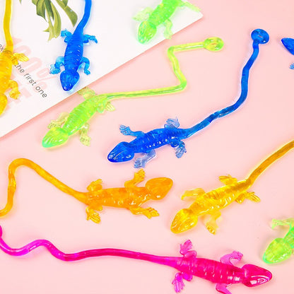 10/50PCS Rainbow Sticky Gecko Stress Relief Squeeze Sensory Toys Boys And Girls Birthday Party Favors Sticky Gecko Pinata Filler