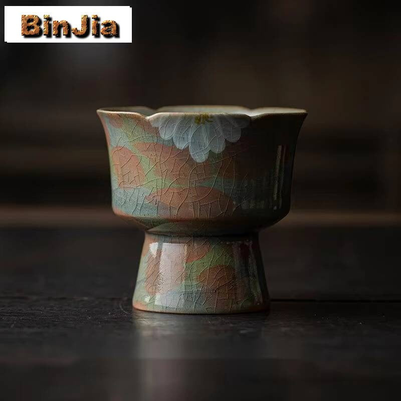 Bandeja de Frutas Crisântemo com Esmalte Craquelado Pintada à Mão Pratos Tigela Alta Chinesa Pratos Boutique para Servir Alimentos Ornamentos 120ml