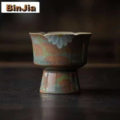 Bandeja de Frutas Crisântemo com Esmalte Craquelado Pintada à Mão Pratos Tigela Alta Chinesa Pratos Boutique para Servir Alimentos Ornamentos 120ml