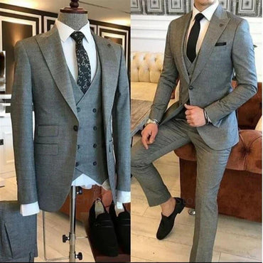 3 PiecesGroom Wear  Green Men Suits 2023 Slim Fit Peak Lapel One Button Wedding Tuxedo Terno Masculino (Jacket+Pants+Vest+Tie?