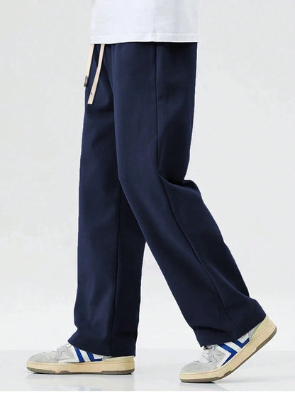 Autumn and winter men's straight knitted sports pants casual comfortable loose straight pants four seasons street wear
