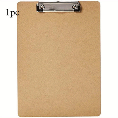 Basics Hardboard Office Clipboard Wooden file board clamp Writing pad for office memo folder- 1-Pack