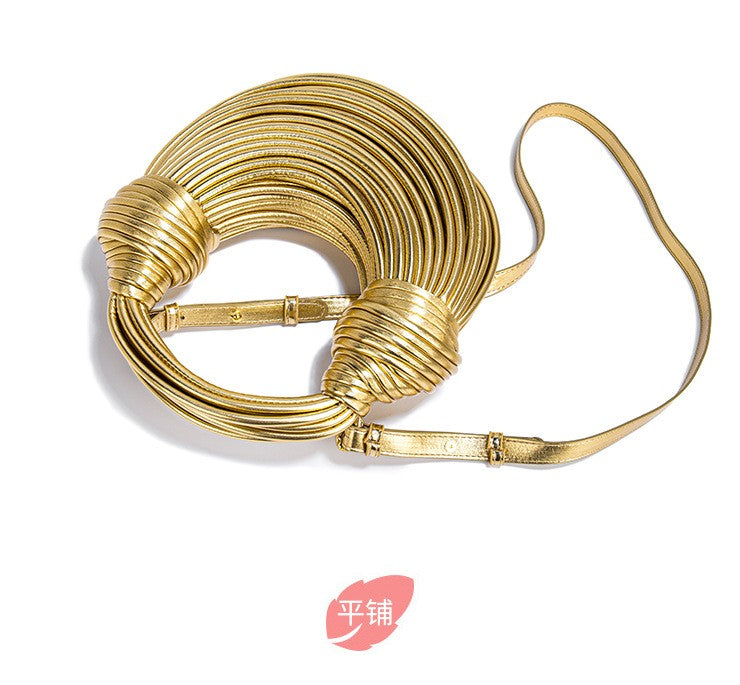 2024 New Gold Handbags for Women Luxury Designer Brand Handwoven Noodle Bags Rope Knotted Evening Clutch Underarm Dumpling Bag