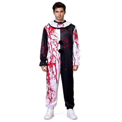 Halloween Blood Stained Broken Soul Clown Cossuit for Men and Women Black and White Splash Set Horror Movie Same Style