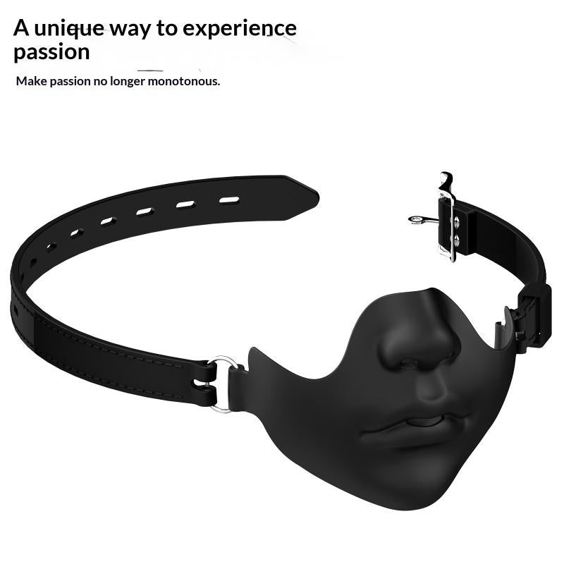 1Pc Black Resin Half Face Mask With Adjustable Buckle Strap And Realistic Human Face Design For Halloween Cosplay Costume Party