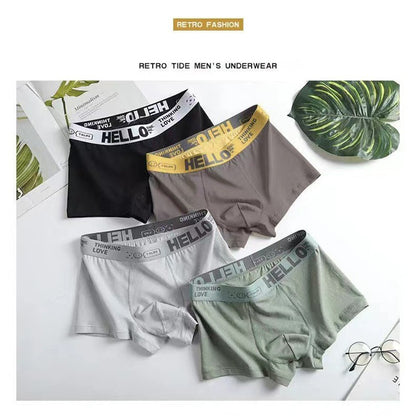 5PCS Boxer Panties Men Letter Underwear Trunks Sexy Underpant Comfortable Breathable Soft Cotton Panties Boxer Shorts Plus Size