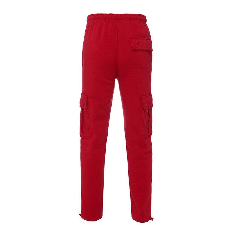 Men’s Loose Cargo Pants Casual Drawstring Elastic Waist Wide Leg Athletic Sweatpants Outdoor Trousers
