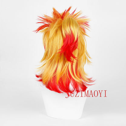 Rengoku Kyoujurou Synthetic Wig Anime Kyoujurou Rengoku Cosplay Wig Kimetsu no Yaiba Gradient Easy To Style Wigs