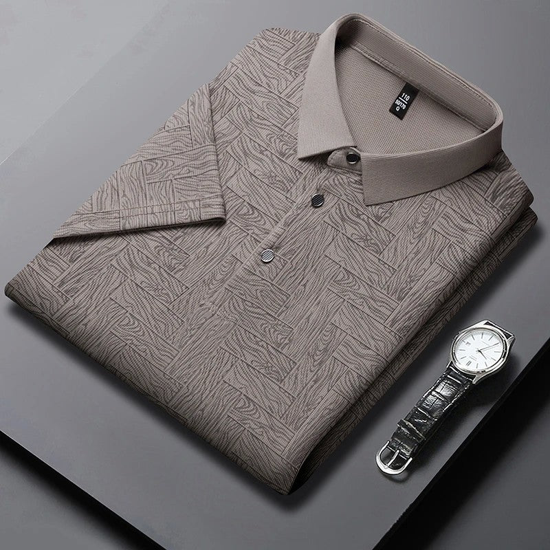 2024 Summer New Men's Business Print Short Sleeved POLO Shirt Comfortable and Cool Casual Fashion T-shirt