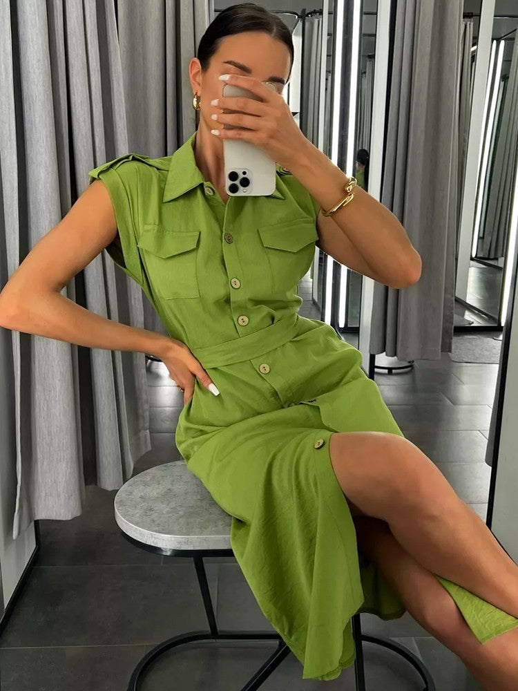 Women's Long Summer Dress Vintage A-line Casual Light Midi Dress Short Sleeve  E