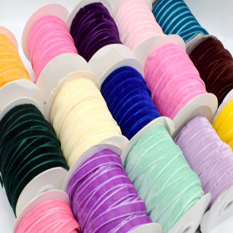 50yards 10mm Velvet Ribbon For DIY Handmade Gift Bouquet Wrapping Supplies Home Party Decorations Christmas Webbing Trimming