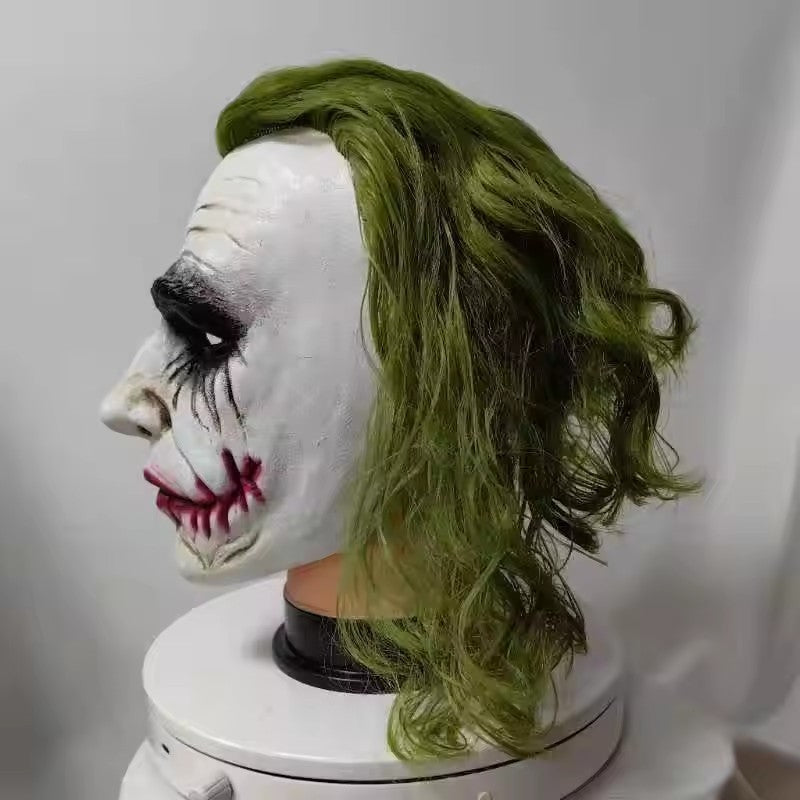 2025 The Dark Knight Joker Cosplay Mask Green Hair Halloween Party Unisex Adult One Size Latex Mask Clown Bat Knight