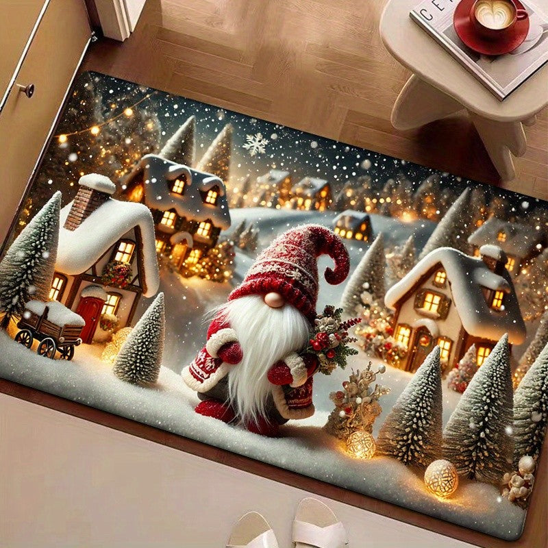 VIKAMA Winter Christmas Snowman Rug Suitable for Bedroom and Living Room Soft and Comfortable Floor Mat Home Decor