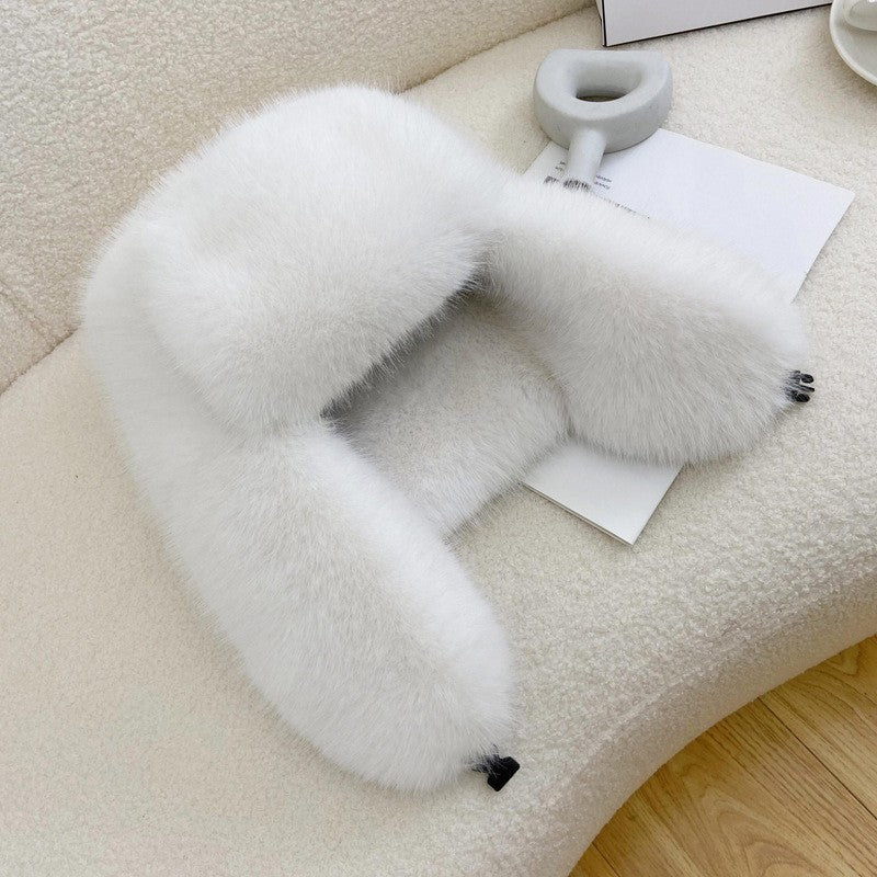 Fluffy Imitation Mink Fur Bomber Hats Women's Autumn and Winter Korean Version Plush Hat Female Ins Blogger Cycling Cold Hat