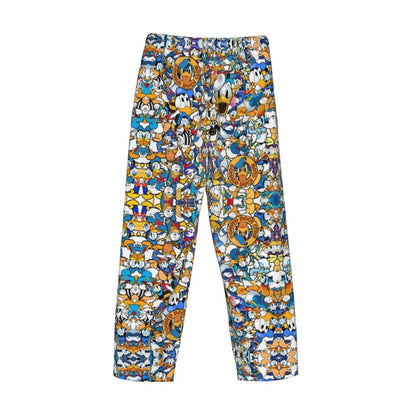 Custom Print Mickey Mouse Donald Duck Pajama Pants Men Sleep Sleepwear Bottoms with Pockets
