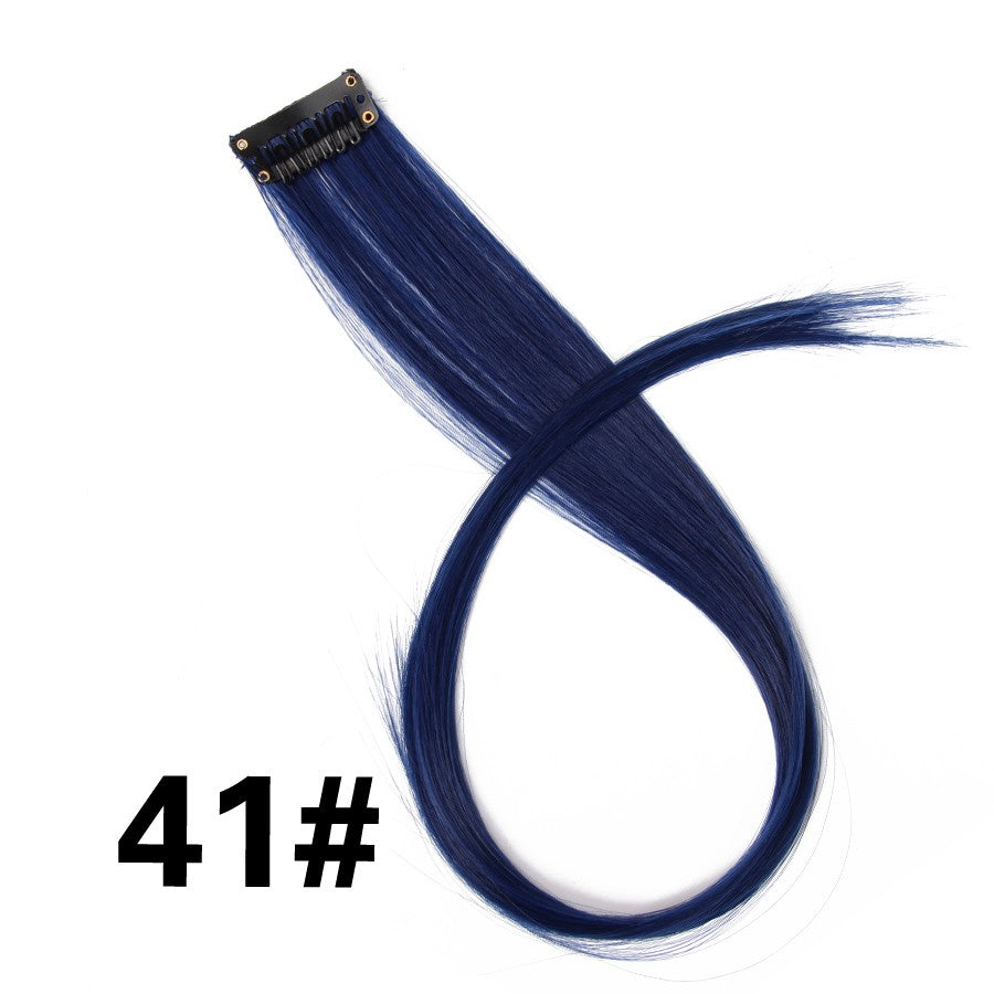 Apliques Sintéticos Presilha de Uma Peça Extensões de Cabelo Arco-Íris Cabelo Sintético Liso Peças de Cabelo de 45cm Longo Ombré Rosa Roxo Vermelho Azul