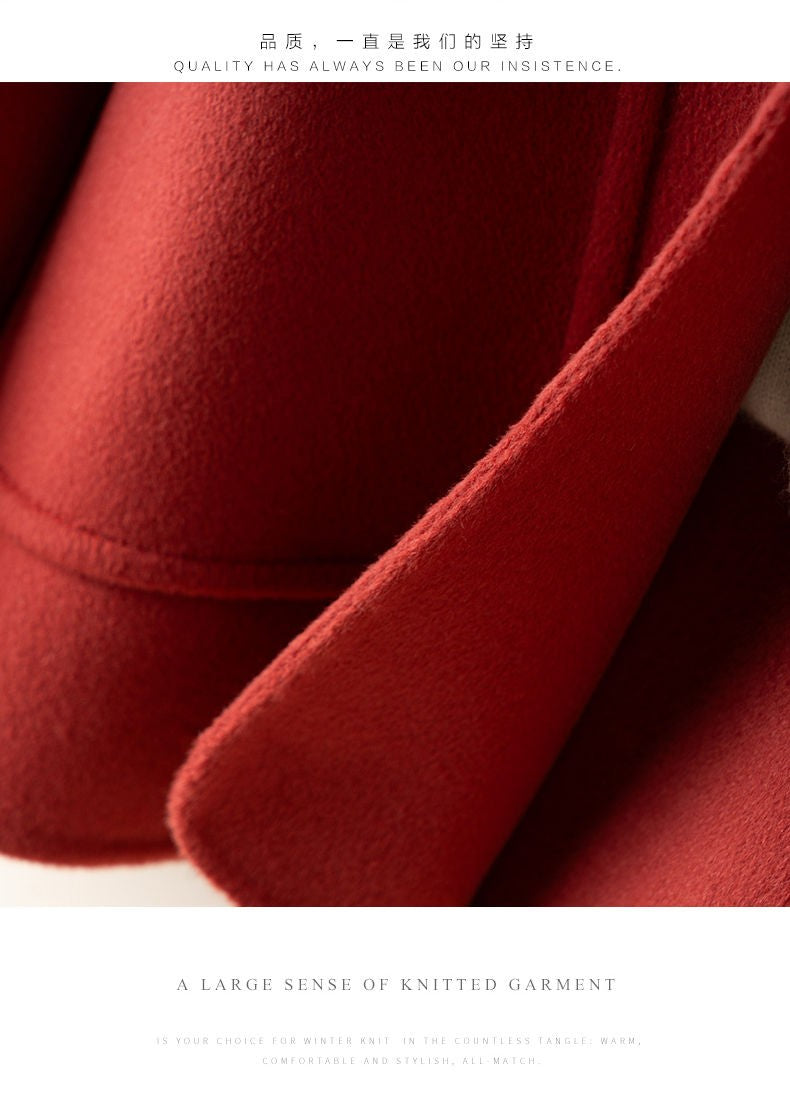 2025 Autumn Winter New Double-Sided Wool Coat Women Section Short Woolen Coats Single-breasted Black Khaki Cardigan Outerwear