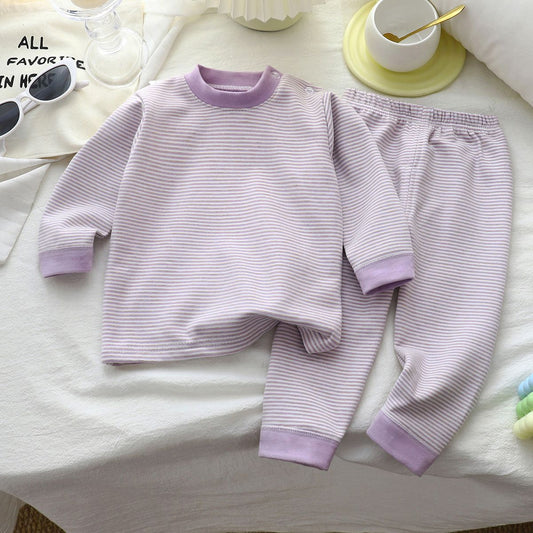 Retro Kids Thermal Underwear Set Wool Silk Dralon Winter Warm Pajamas Boys Girls Homewear Outfit