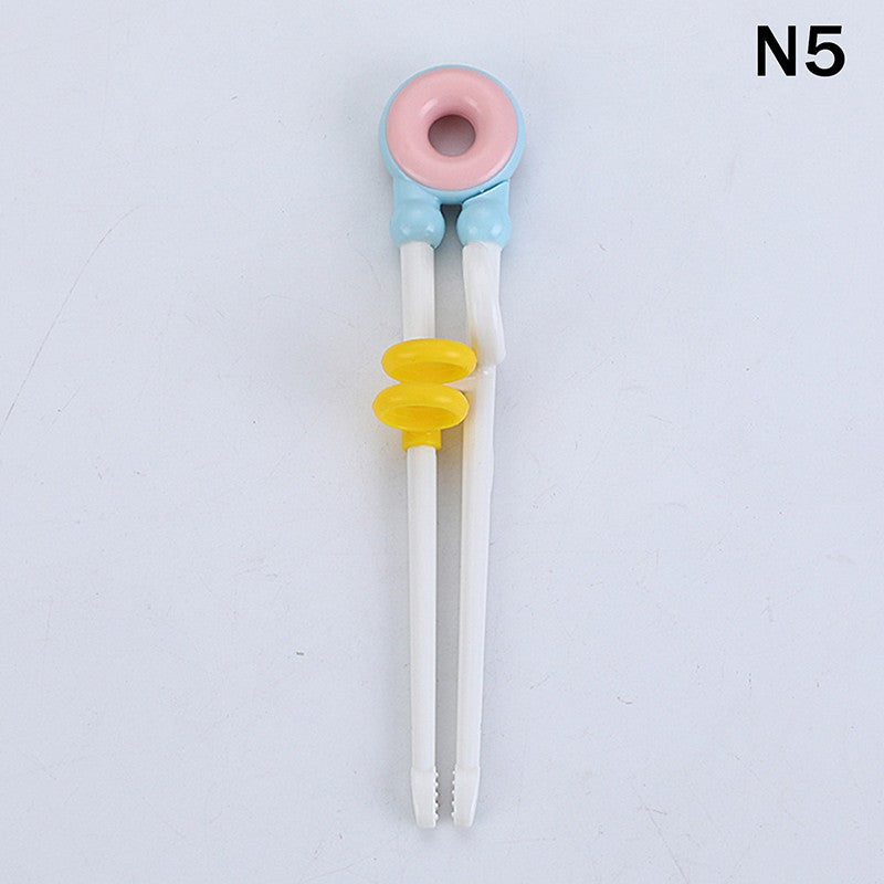 {MX} Cute Cartoon Animal Head Chopsticks For Children Eating Training with Finger Guide Food Grade Plastic Baby Learn Chopsticks