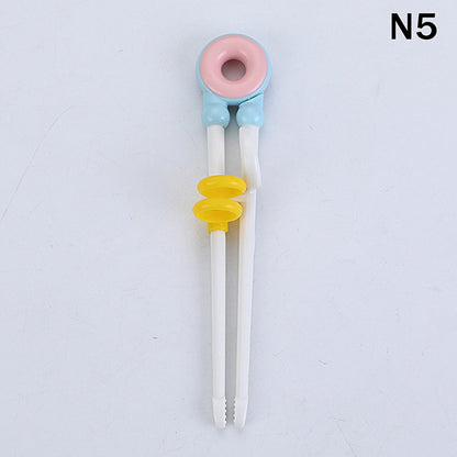 {MX} Cute Cartoon Animal Head Chopsticks For Children Eating Training with Finger Guide Food Grade Plastic Baby Learn Chopsticks