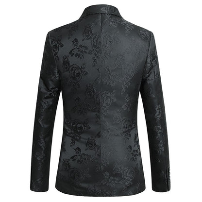 Summer and Autumn New Men Rose Suit Jacket Black White Fashion Male Business Wedding Party Dress Blazer Coat Large Size 6XL