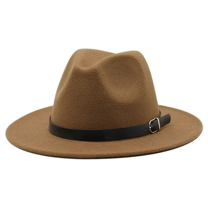 Men's fedora hat Men's and women's universal solid color fedora hat Women's 21 color wide brim jazz hat Autumn and winter Britis