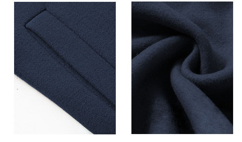 Men's Thickened Fake Two-Piece Wool Blend Overcoat, Hooded Long Coat Man, Autumn Winter Solid Color Slim Windbreaker Men