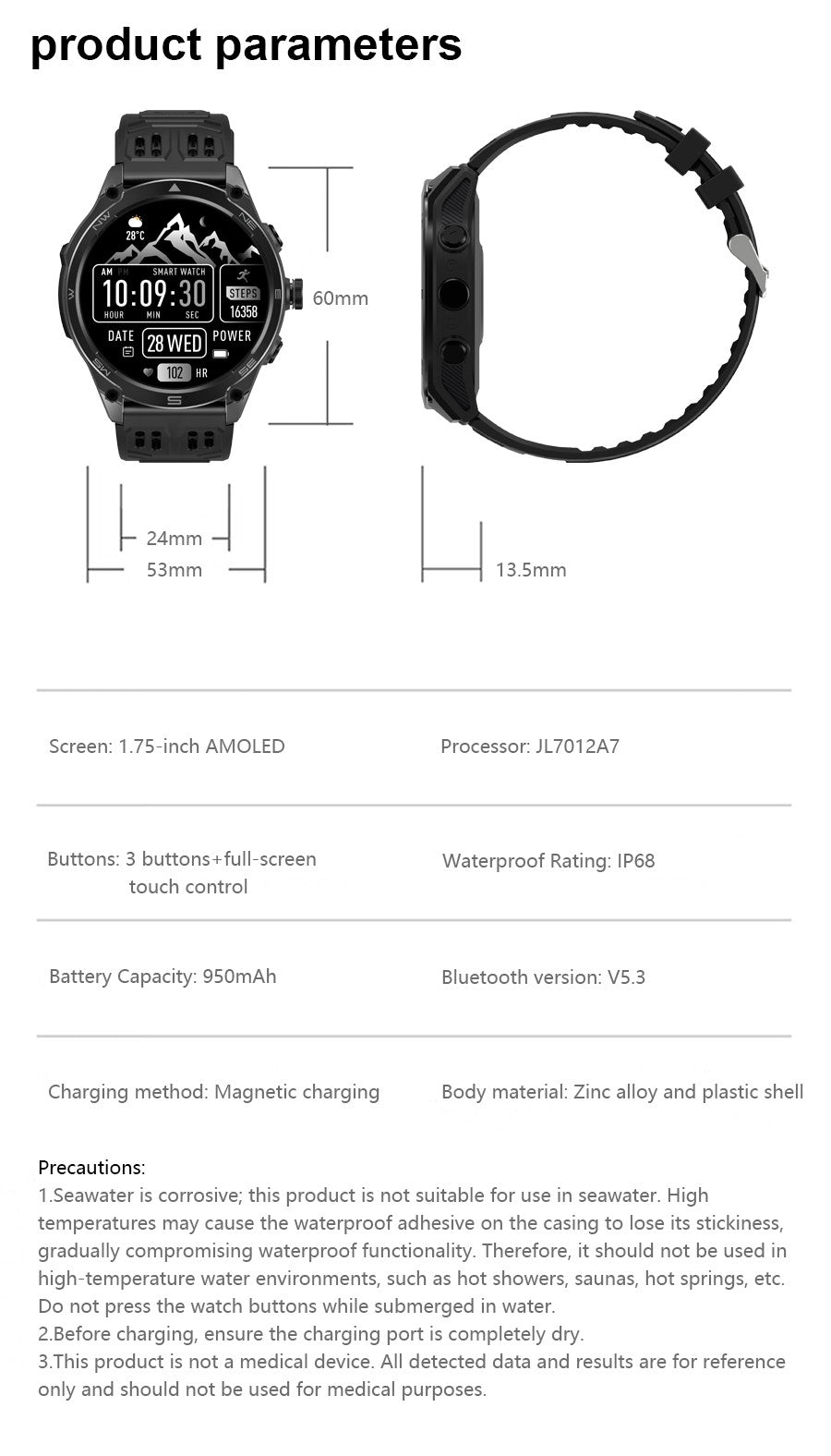 2025 Novo Smartwatch Esportivo Militar para Homens GPS Exterior com GNSS de Banda Dupla Integrado Bússola Altímetro 10ATM Chamada Bluetooth