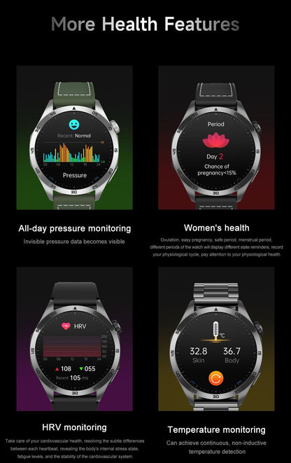 2025New Micro Physical Examination Blood Lipids Uric Acid Blood Pressure Smart Watch ECG+PPG Clock Bluetooth Call Smartwatch Men